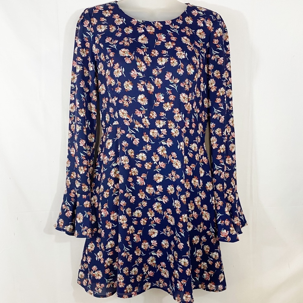 Forever 21 Contemporary | Blue Floral Dress With Bell Sleeves